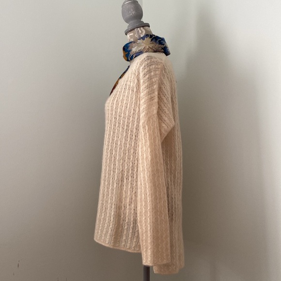 Margaret O’Leary Cashmere Spun Silk Sweater Cream Ivory Small - Picture 2 of 14